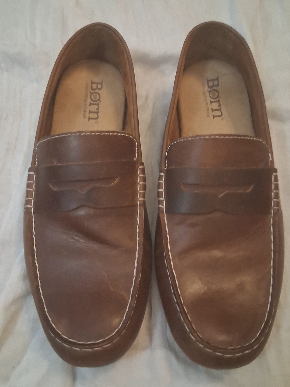 Born Men's Chestnut Brown Leather Penny Loafers